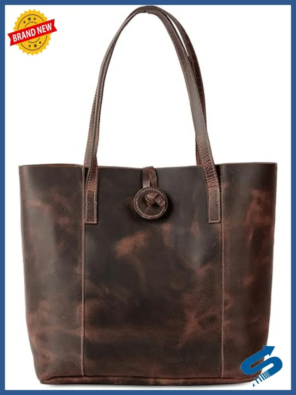 Vintage Leather Shoulder Tote Bag for Women Office Laptop Purse Handbag